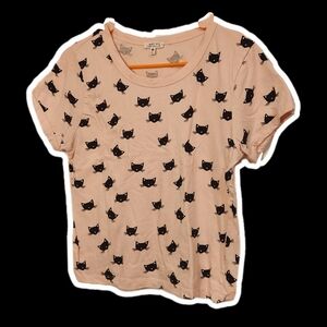 MESSY BUN JUST CHILLIN SIZE M - Pink and Black Cat Shirt